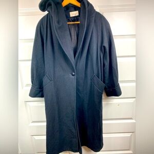 vintage worthington Women’s Cape Hooded Pea Coat Jacket Wool Blend Size 8A Black